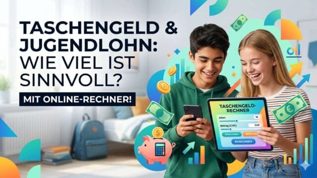 Zwei Jugendliche berechnen mit einem Online-Rechner die Höhe ihres Taschengeldes, resp. ihres Jugendlohns