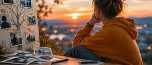 Eine Jugendliche sitz in der Abendsonne und denkt über ihr Leben nach