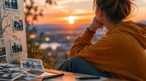 Eine Jugendliche sitz in der Abendsonne und denkt über ihr Leben nach