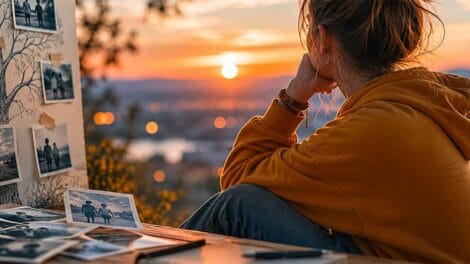 Eine Jugendliche sitz in der Abendsonne und denkt über ihr Leben nach